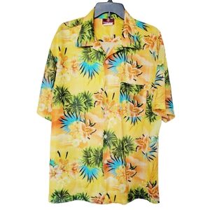 Vintage 80s / 90s Third Rail Mesh Floral Tropical Hawaiian Button-down Shirt XL